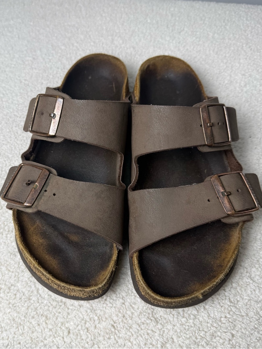 Birkenstock Arizona Brown Double Buckle Leather Sandals Womens Size 7